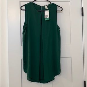 Emerald green sleeveless tunic blouse